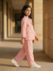 Pink Plain Cotton Blend Blazer Suit for Girls