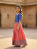 Pink and Royal Blue Silk Pattu Pavadai Adorned with Zariwork