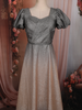Silver Ash Grey Shimmer Glitter Embellished Design Party Wear Gown