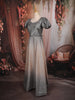 Silver Ash Grey Shimmer Glitter Embellished Design Party Wear Gown