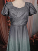 Silver Ash Grey Shimmer Glitter Embellished Design Party Wear Gown