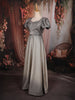 Silver Ash Grey Shimmer Glitter Embellished Design Party Wear Gown