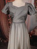 Silver Ash Grey Shimmer Glitter Embellished Design Party Wear Gown