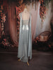 Silver Blue Heavy Mirror and Beads Embroidered Design Shimmer Party Wear Corset Gown with Choker Dupatta