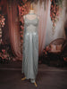 Silver Blue Heavy Mirror and Beads Embroidered Design Shimmer Party Wear Corset Gown with Choker Dupatta
