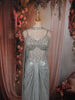 Silver Blue Heavy Mirror and Beads Embroidered Design Shimmer Party Wear Corset Gown with Choker Dupatta