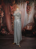 Silver Blue Heavy Mirror and Beads Embroidered Design Shimmer Party Wear Corset Gown with Choker Dupatta