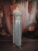 Silver Blue Heavy Mirror and Beads Embroidered Design Shimmer Party Wear Corset Gown with Choker Dupatta