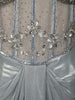 Silver Blue Heavy Mirror and Beads Embroidered Design Shimmer Party Wear Corset Gown with Choker Dupatta