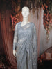 Silver Blue Heavy Sequins and  Beads Embroidered Design Net Party Wear Saree with Matching Stitched Full Sleeve Designer Blouse