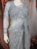 Silver Blue Heavy Sequins and  Beads Embroidered Design Net Party Wear Saree with Matching Stitched Full Sleeve Designer Blouse