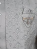 Silver Grey Beads Embroidered Jacquard Men's Suit With Chain Brooch Detailing - Diadem
