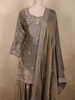 Silver Grey Floral Beads Embroidered Design Organza Palazzo Suit with Dupatta