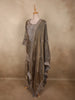 Silver Grey Floral Beads Embroidered Design Organza Palazzo Suit with Dupatta