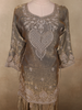 Silver Grey Floral Beads Embroidered Design Organza Palazzo Suit with Dupatta