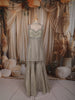 Silver Grey Floral Beads and Mirror Embroidered Design Tissue Silk Fancy Palazzo Suit with Choker Dupatta