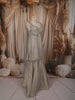 Silver Grey Floral Beads and Mirror Embroidered Design Tissue Silk Fancy Palazzo Suit with Choker Dupatta