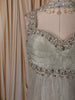 Silver Grey Floral Beads and Mirror Embroidered Design Tissue Silk Fancy Palazzo Suit with Choker Dupatta