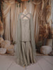 Silver Grey Floral Beads and Mirror Embroidered Design Tissue Silk Fancy Palazzo Suit with Choker Dupatta