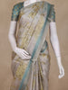 Silver Grey Floral Printed Design Tissue Silk Saree with Zari Border