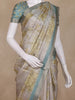 Silver Grey Floral Printed Design Tissue Silk Saree with Zari Border