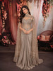 Silver Grey Floral Sequins and Silver Beads Embroidered Design Shimmer Ready to Wear Saree with Cape Sleeve