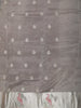 Silver Grey Floral Thread Embroidered Design Pure Organza Saree with Floral Border