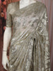 Silver Grey Floral Vine Sequins Embroidered Design Shimmer Party Wear Saree with Sequins Border