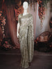Silver Grey Floral Vine Sequins Embroidered Design Shimmer Party Wear Saree with Sequins Border