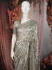 Silver Grey Floral Vine Sequins Embroidered Design Shimmer Party Wear Saree with Sequins Border