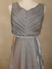 Silver Grey Glitter Embellished Design Net Party Wear Gown with Waist Belt