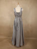Silver Grey Glitter Embellished Design Net Party Wear Gown with Waist Belt