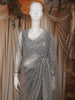 Silver Grey Heavy Sequins Embroidered Design Net Party Wear Saree with Matching Blouse