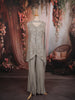 Silver Grey Heavy Sequins and Beads Embroidered Design Georgette Party Wear Palazzo Suit with Matching Dupatta