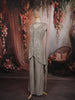 Silver Grey Heavy Sequins and Beads Embroidered Design Georgette Party Wear Palazzo Suit with Matching Dupatta