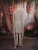 Silver Grey Heavy Sequins and Beads Embroidered Design Georgette Party Wear Palazzo Suit with Matching Dupatta
