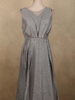 Silver Grey Shimmer Solid And Glitter Design Party Wear Gown with with Pleated Bodice
