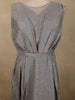 Silver Grey Shimmer Solid And Glitter Design Party Wear Gown with with Pleated Bodice