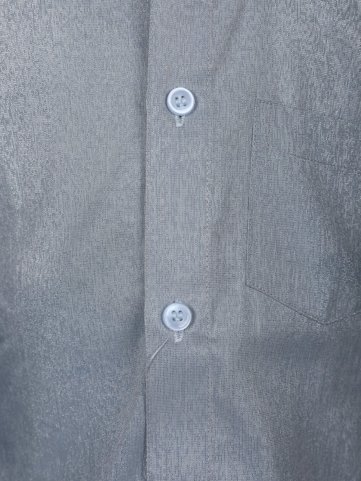 Silver Grey Silk Dhoti With Matching Half Sleeve Shirt - Diadem