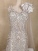 Silver Sequins and Beads Embellished Design Net Mermaid Gown with Shoulder Bow Detail