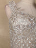 Silver Sequins and Beads Embellished Design Net Mermaid Gown with Shoulder Bow Detail