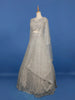 Silver Grey Floral And Sequins Embroidered Net Bridal Lehenga - Diadem