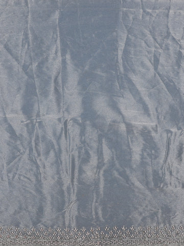 Silver Grey Sequins Beaded Embllishment Organza Saree - Diadem