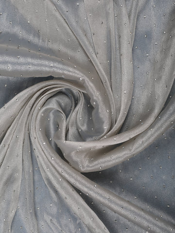 Silver Grey Sequins Beaded Embllishment Organza Saree - Diadem