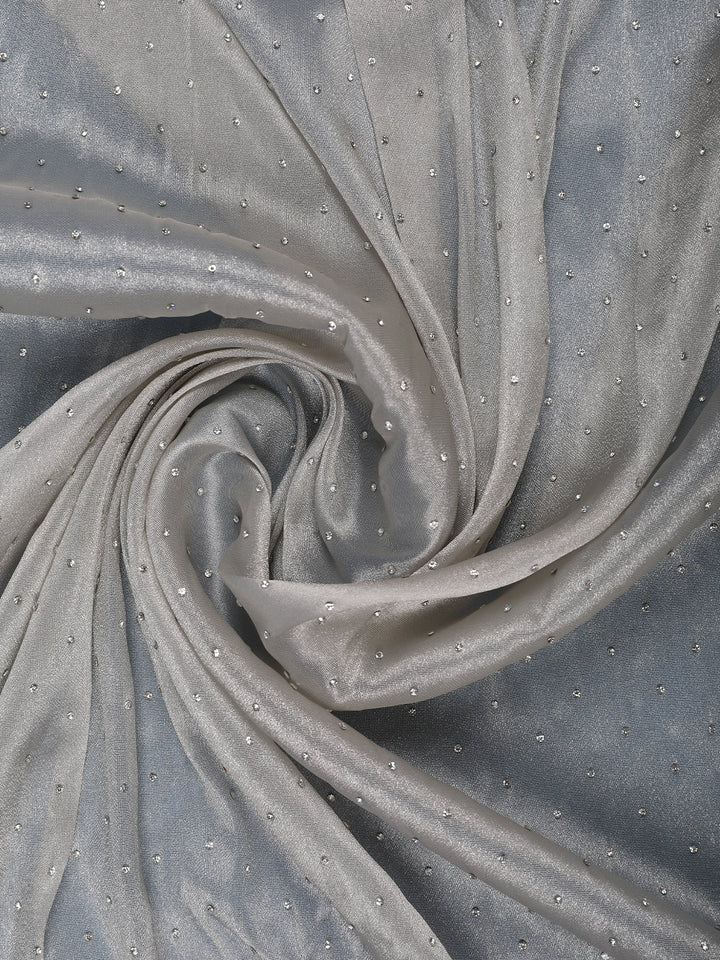 Silver Grey Sequins Beaded Embllishment Organza Saree - Diadem