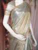 Silver and Gold Solid Design Tissue Silk Saree with Designer Border