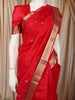 Queen Pink Floral Butta Zari Woven Design Pure Kanchipuram Silk Saree with Zari Border