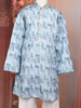 Sky Blue Abstract Woven Design Cotton Kids Kurta Set