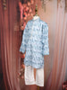 Sky Blue Abstract Woven Design Cotton Kids Kurta Set