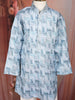Sky Blue Abstract Woven Design Cotton Kids Kurta Set